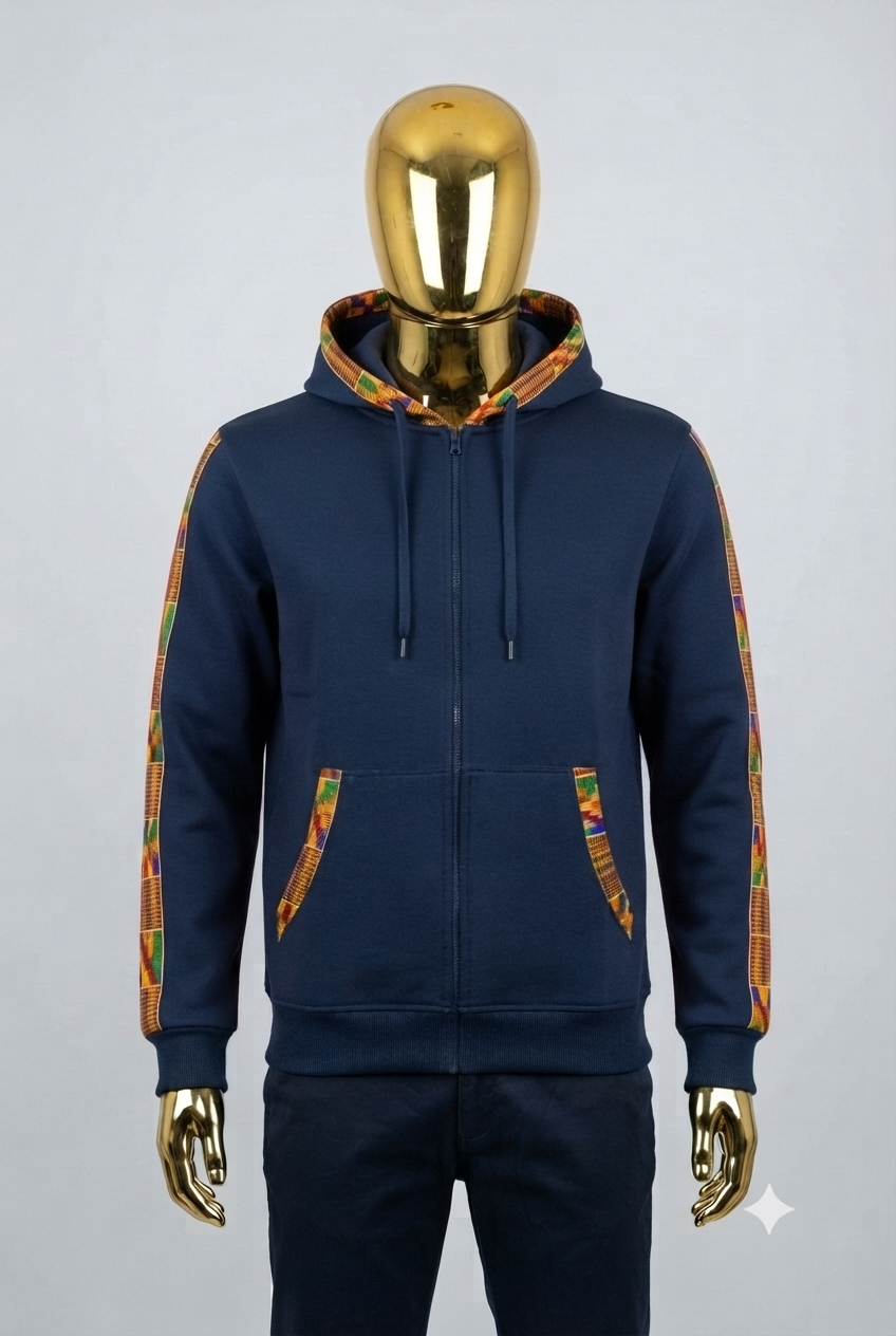 African Wax Print Zip-up Hoodie