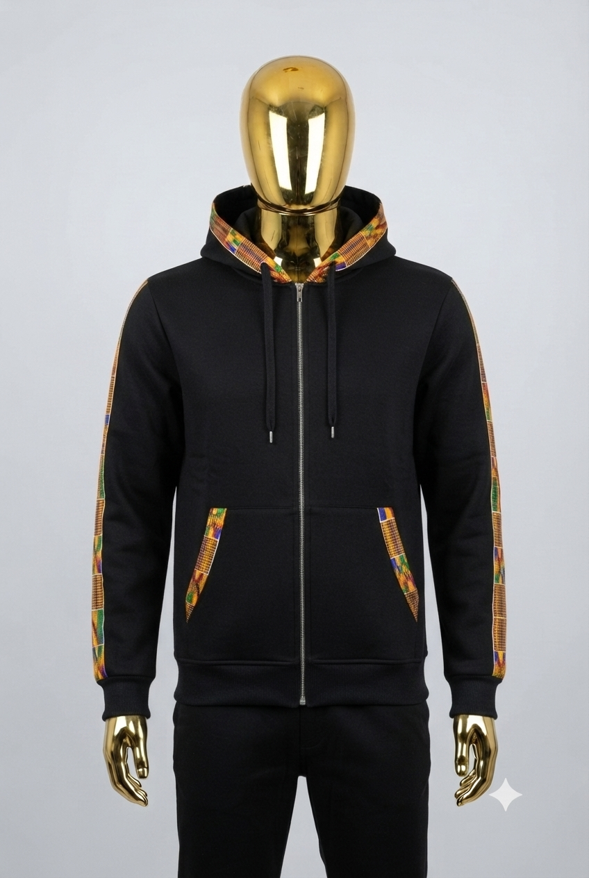 African Wax Print Zip-up Hoodie