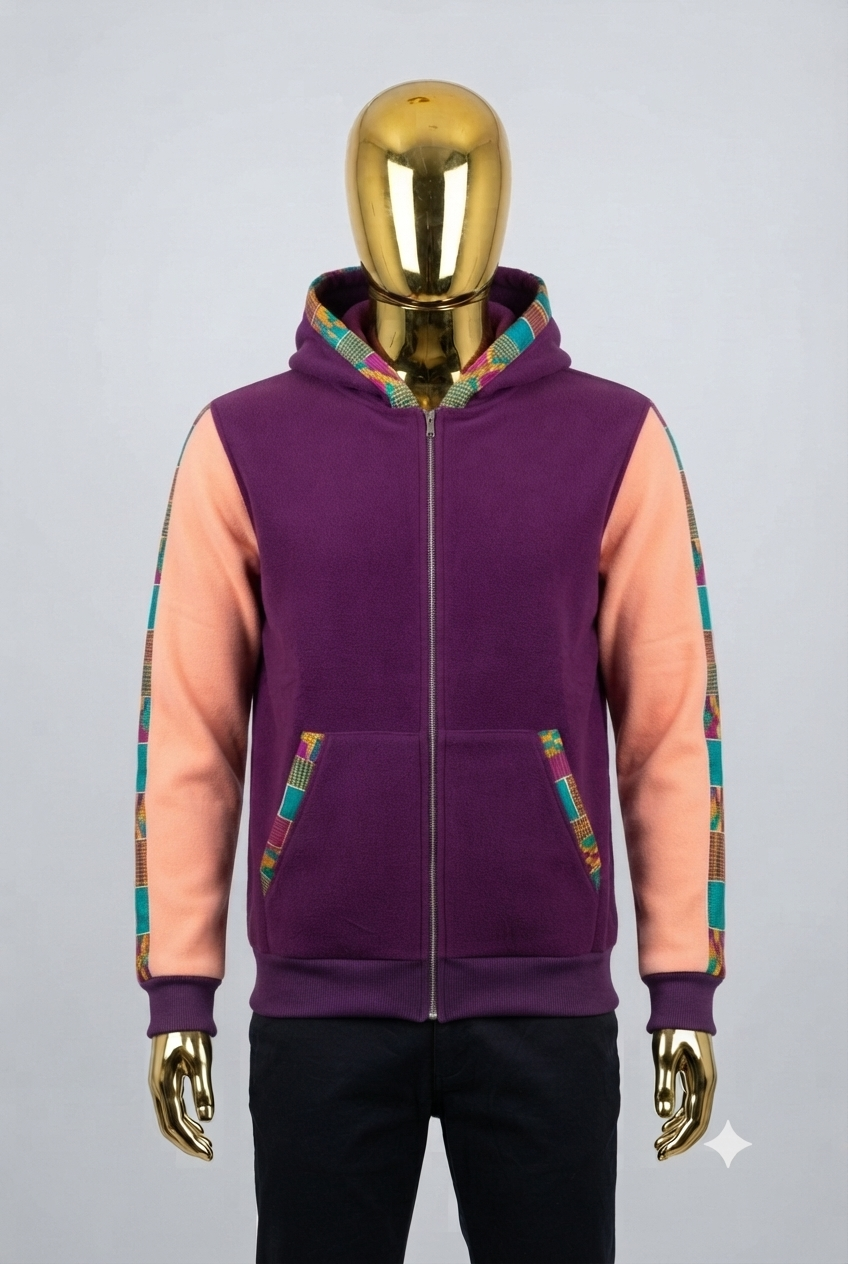 African Wax Print Zip-up Hoodie